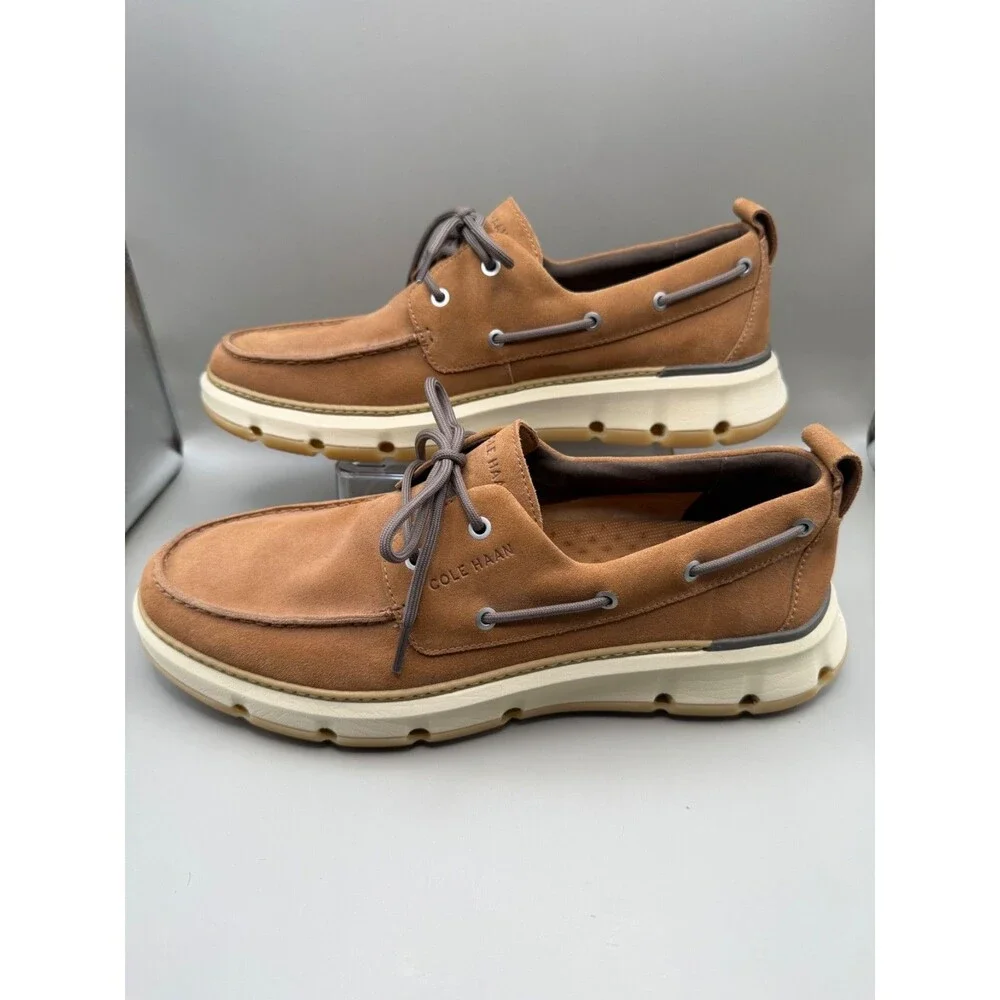 Cole Haan Zerogrand Mens Sz 11 Tan Suede Lace up Boat Shoes C36717 Loafers
